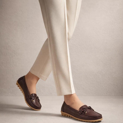 Mocassin bateau marron femme