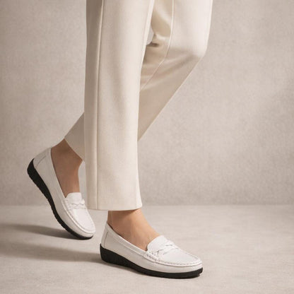 Mocassin blanc cuir femme