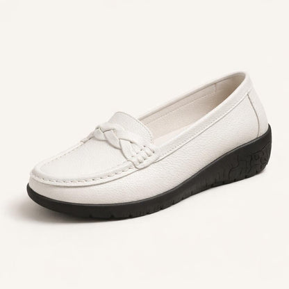 Mocassin blanc cuir femme