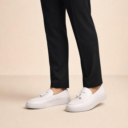 Mocassin blanc cuir homme
