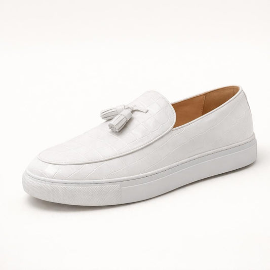 Mocassin blanc cuir homme