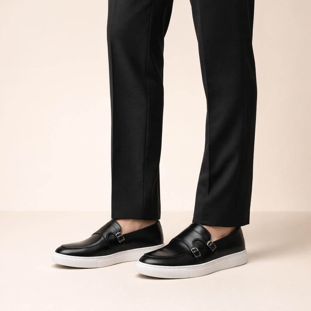 Mocassin blanc noir homme