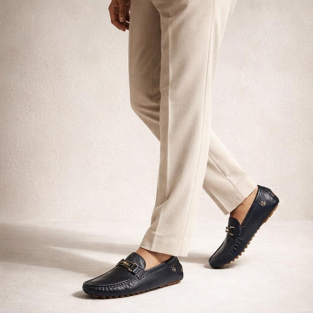Mocassin bleu marine homme cuir