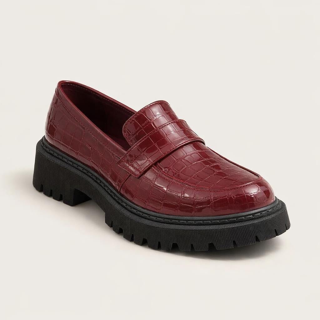 Mocassin bordeaux vernis femme