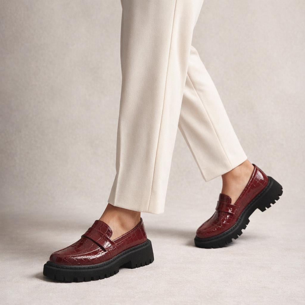 Mocassin bordeaux vernis femme
