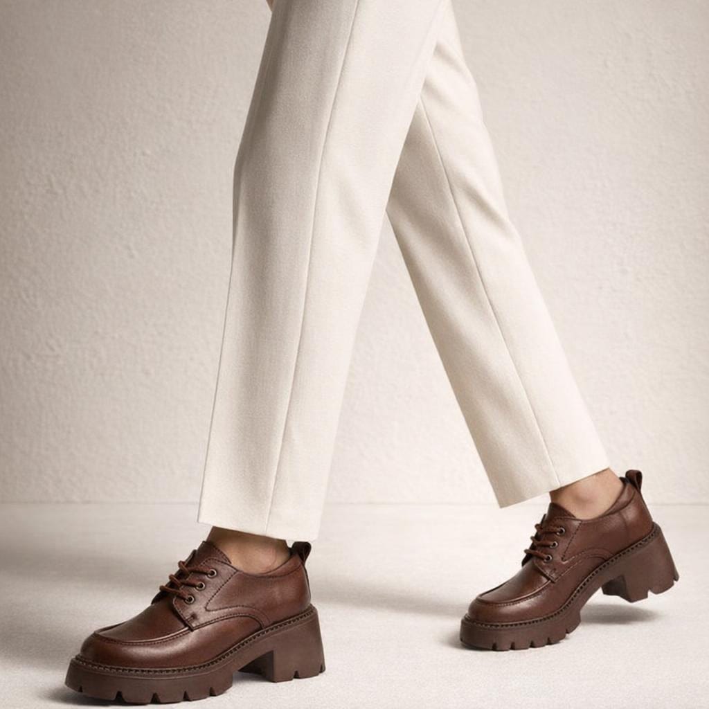 Mocassin compensé femme cuir