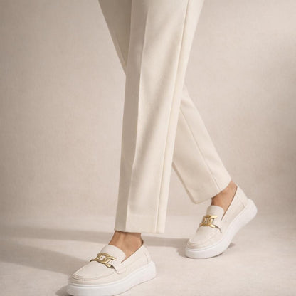 Mocassin cuir beige femme