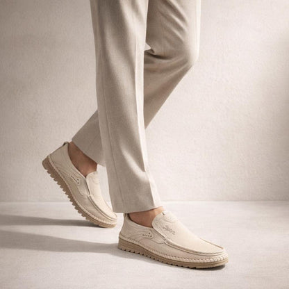 Mocassin cuir beige homme