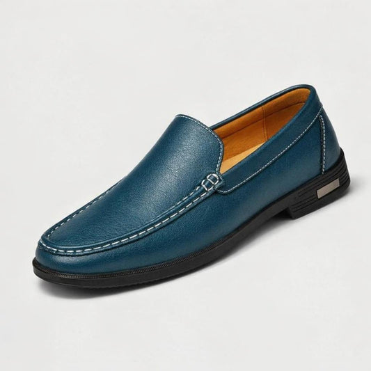 Mocassin cuir bleu homme