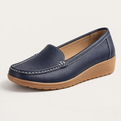 Mocassin cuir bleu marine femme