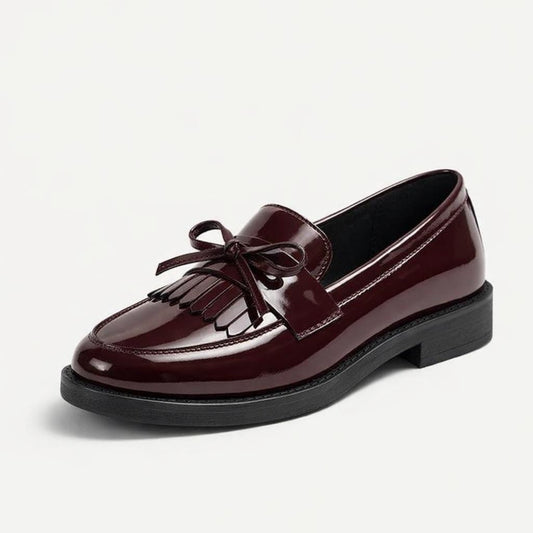 Mocassin cuir bordeaux femme