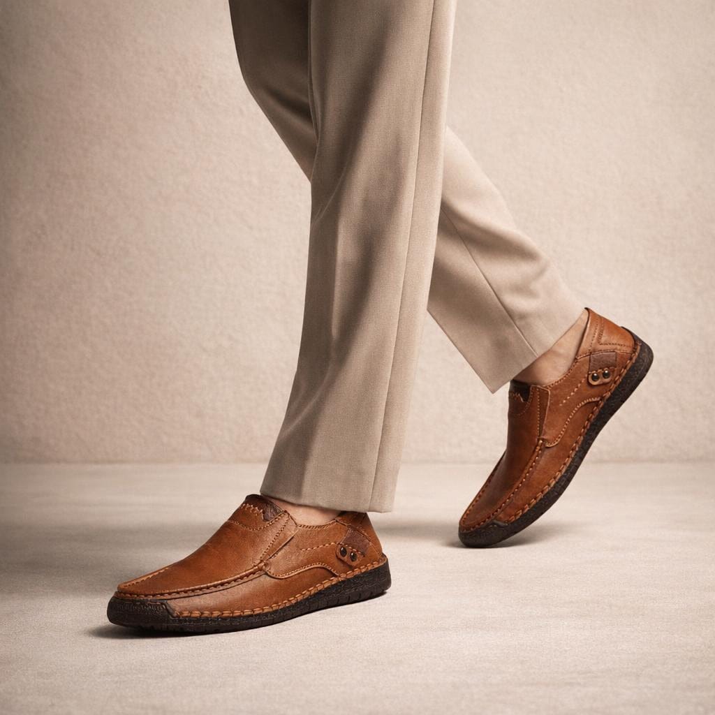 Mocassin cuir brun homme
