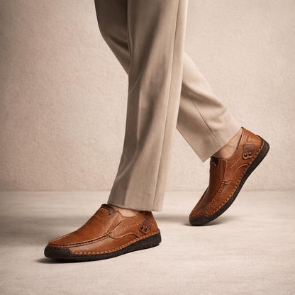 Mocassin cuir brun homme