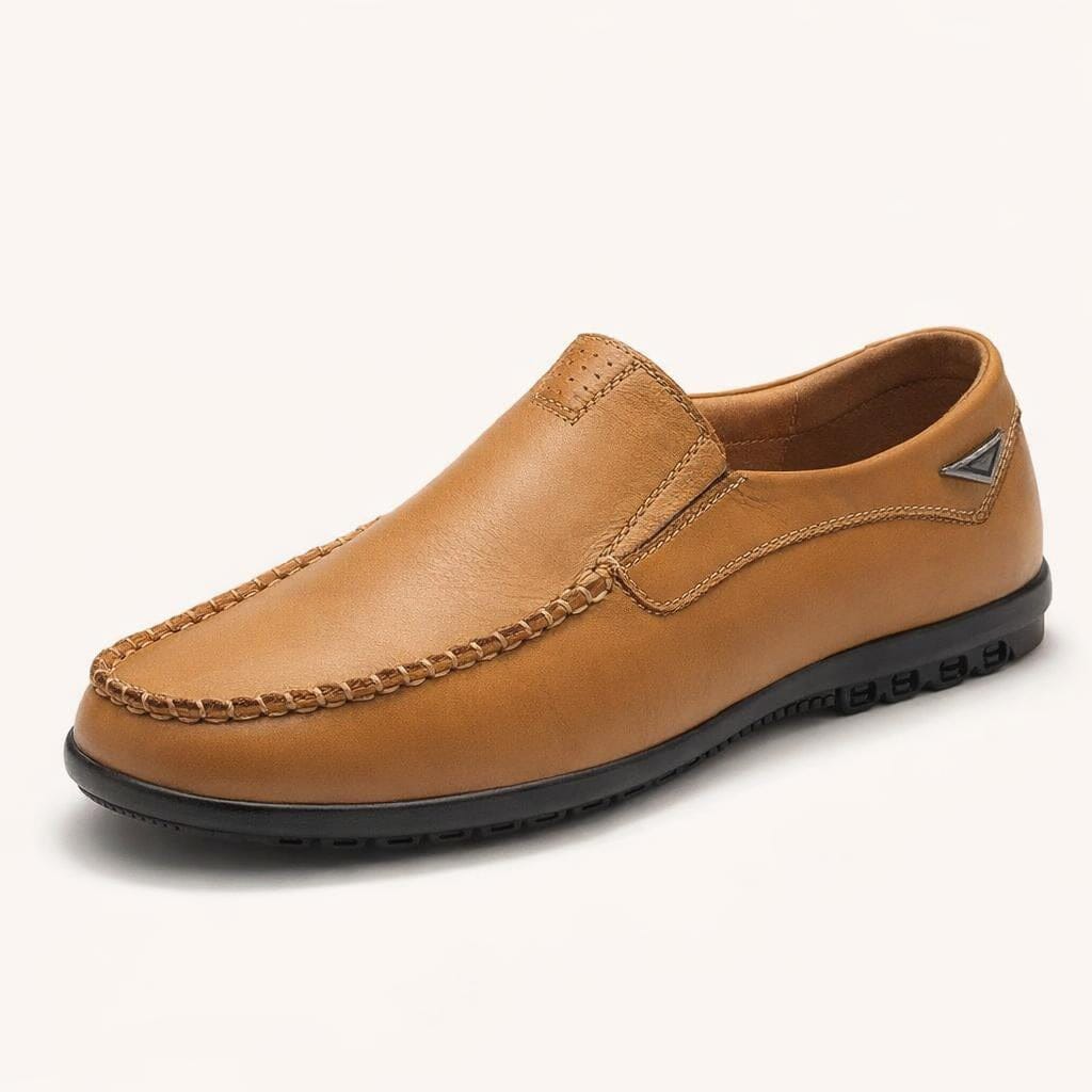 Mocassin cuir camel homme
