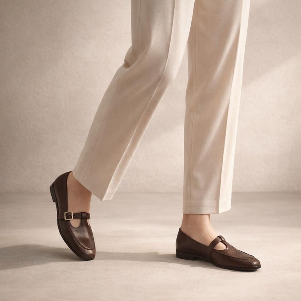 Mocassin cuir chocolat femme