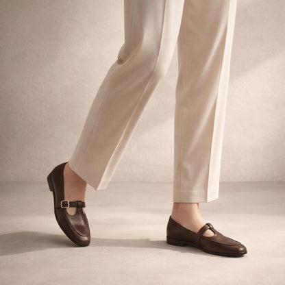 Mocassin cuir chocolat femme
