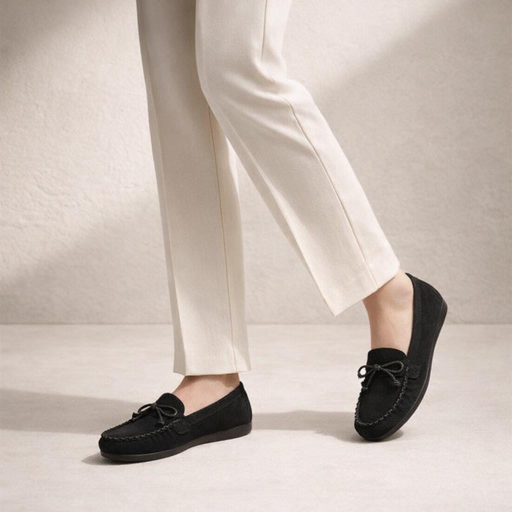 Mocassin cuir daim femme