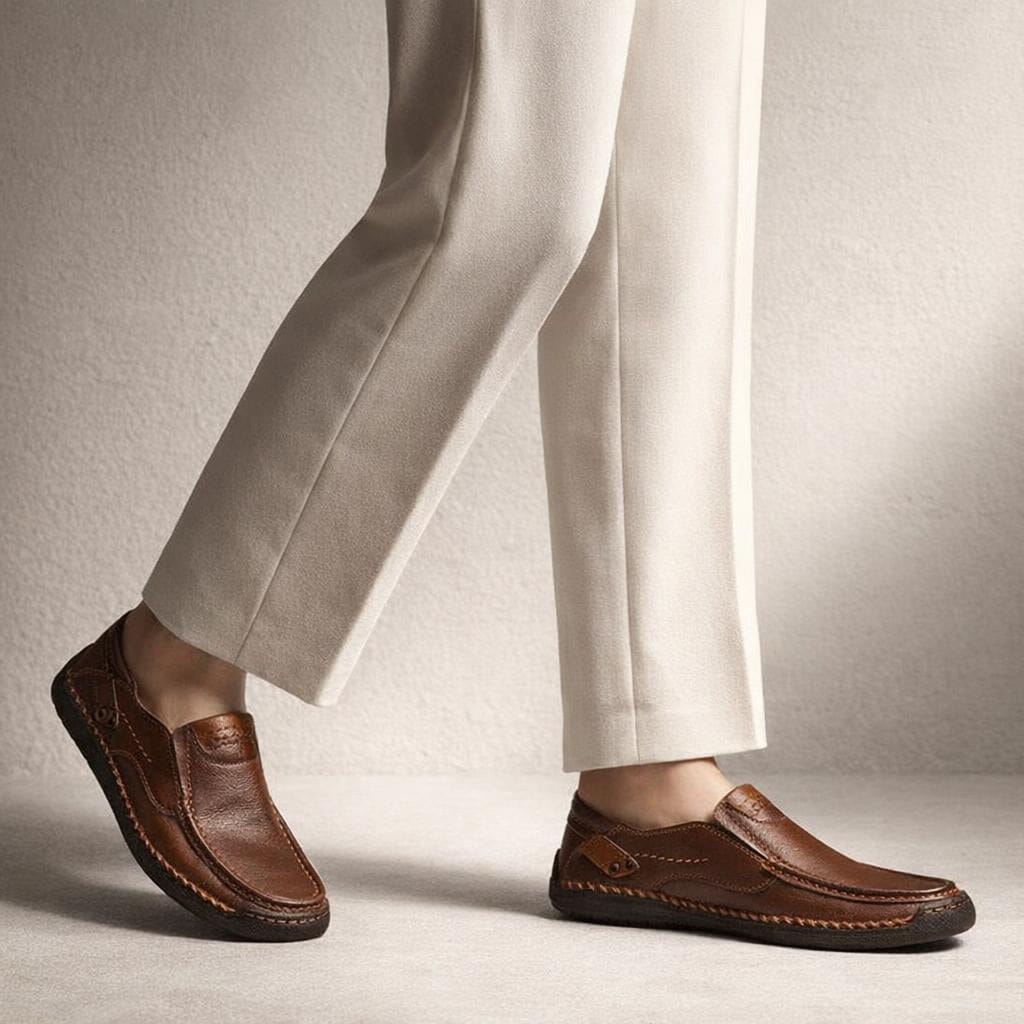 Mocassin cuir marron homme