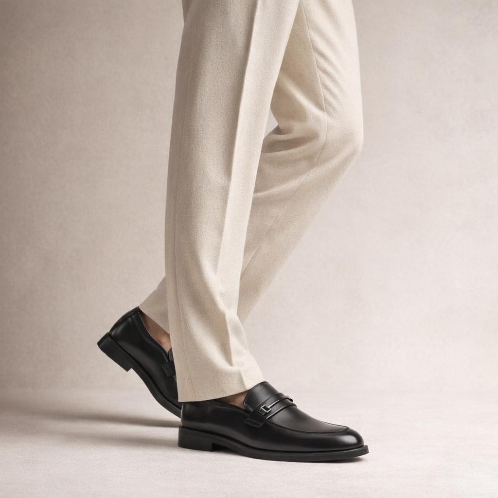 Mocassin cuir noir homme