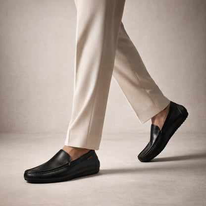 Mocassin de cuir noir homme