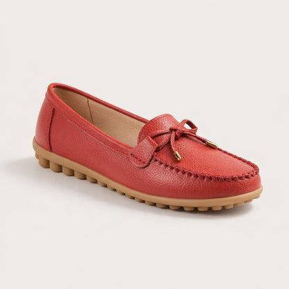 Mocassin cuir rouge femme