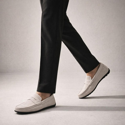 Mocassin daim blanc homme
