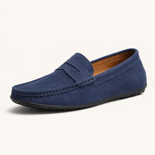 Mocassin daim bleu marine homme