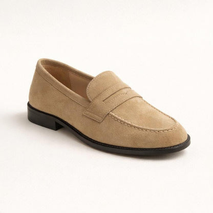 Mocassin daim camel femme