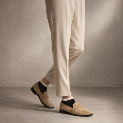 Mocassin daim camel femme