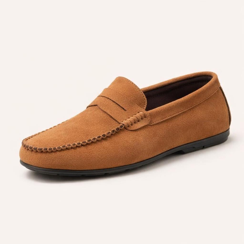 Mocassin daim camel homme