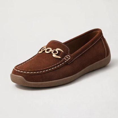 Mocassin daim marron femme