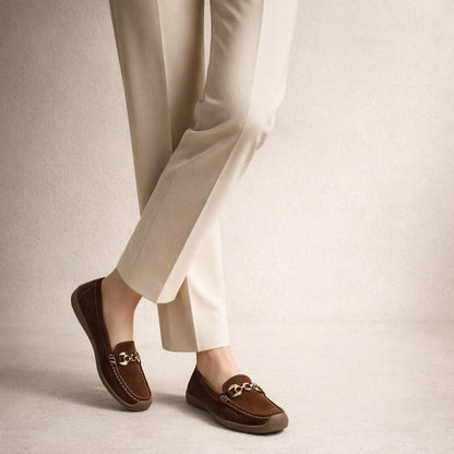 Mocassin daim marron femme