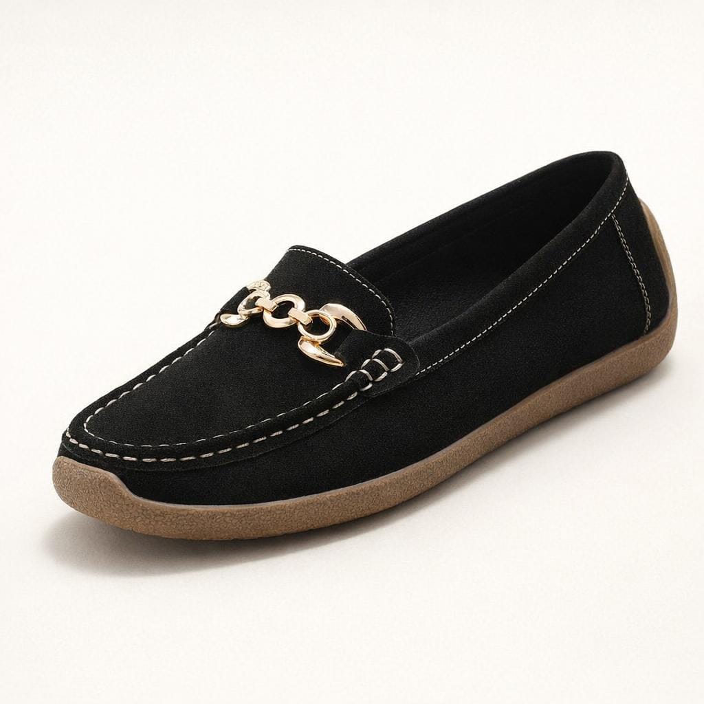 Mocassin daim noir femme