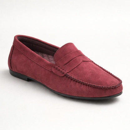 Mocassin daim rouge homme