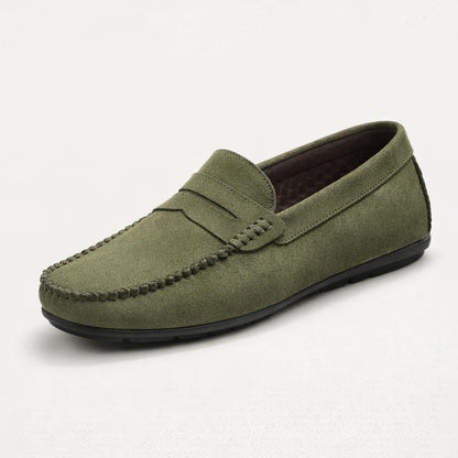 Mocassin daim vert homme