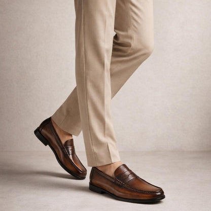 Mocassin en cuir marron homme
