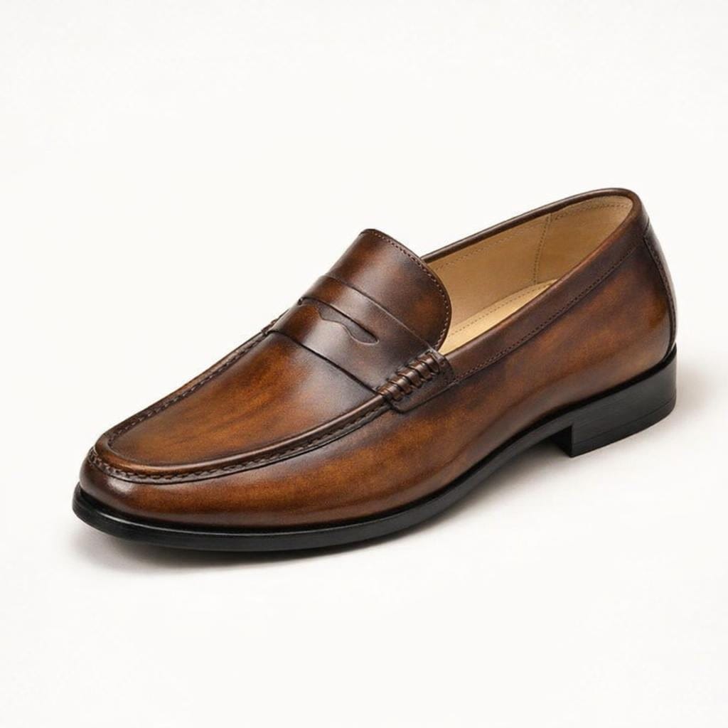 Mocassin en cuir marron homme