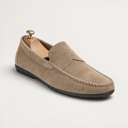 Mocassin en daim beige homme