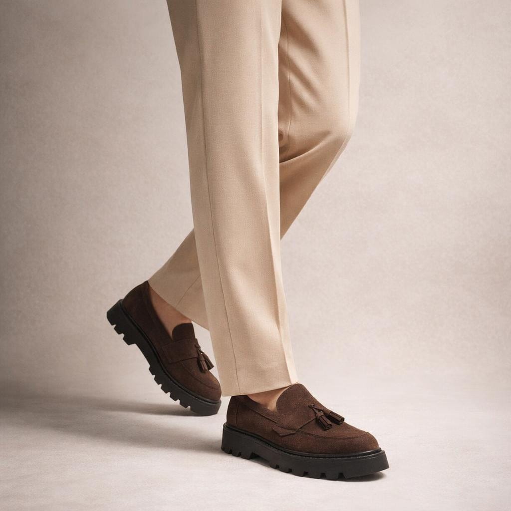 Mocassin en daim marron homme