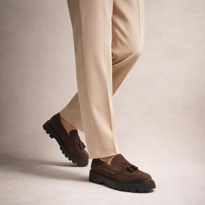 Mocassin en daim marron homme
