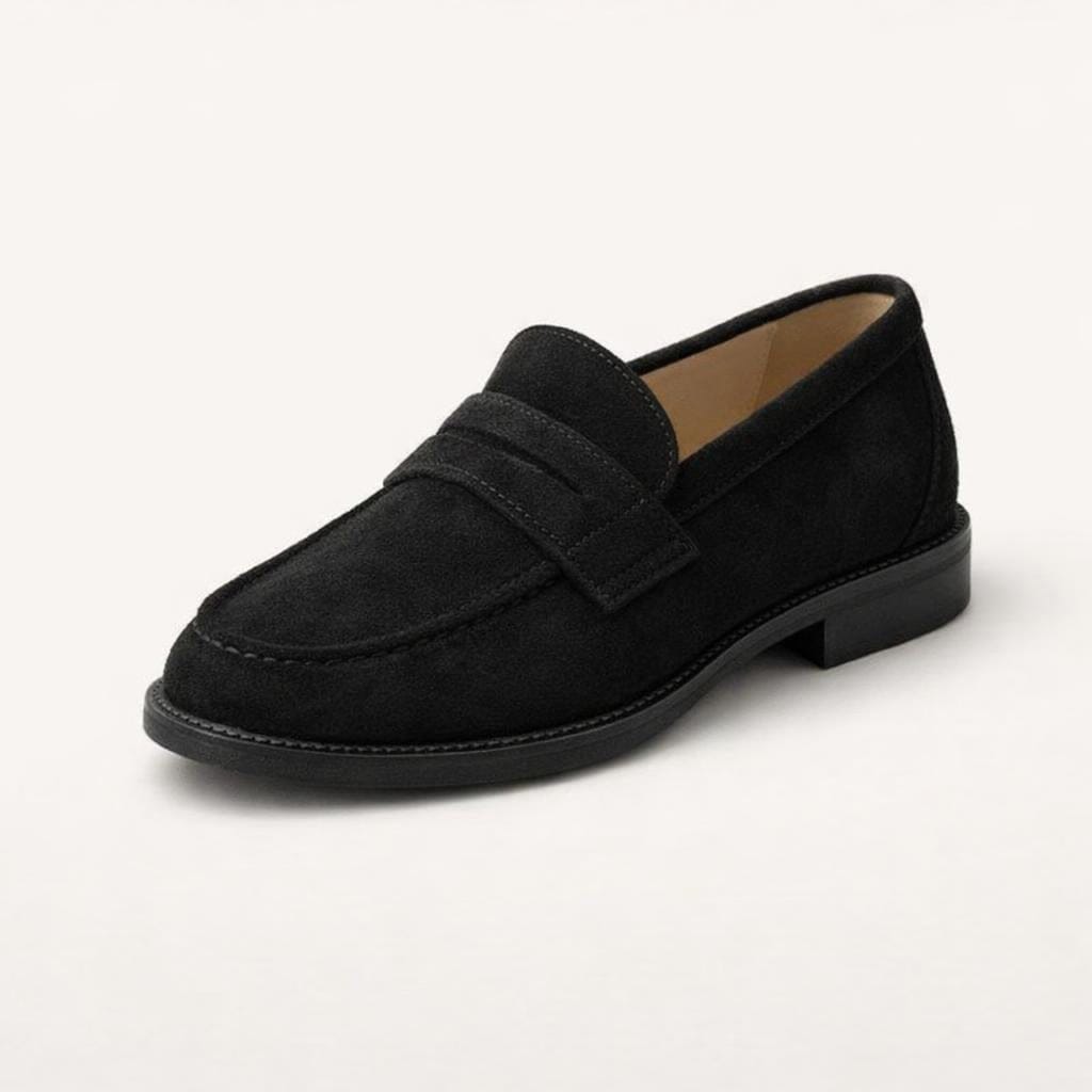 Mocassin en daim noir femme