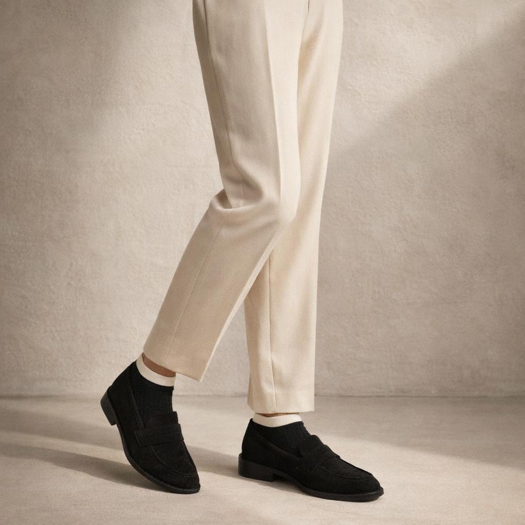 Mocassin en daim noir femme