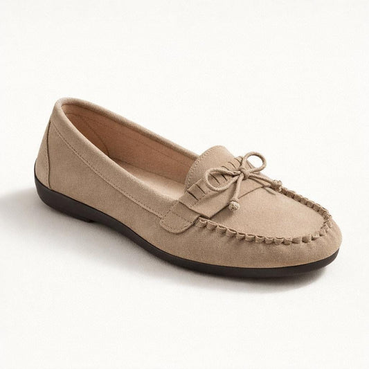 Mocassin femme beige en daim