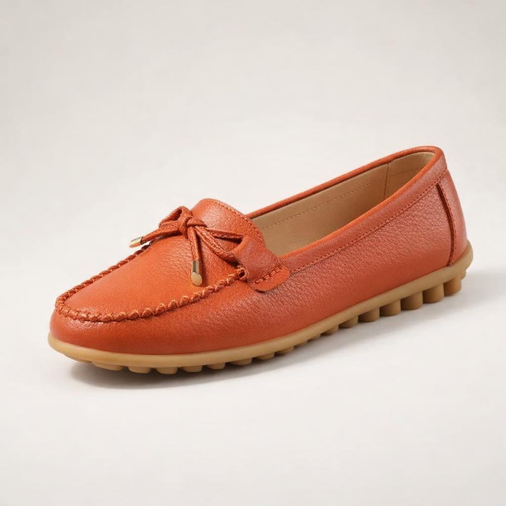 Mocassin femme cuir orange