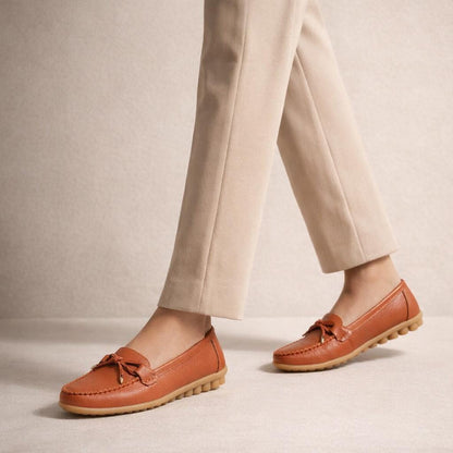 Mocassin femme cuir orange