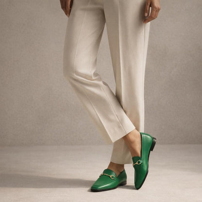 Mocassin femme cuir vert