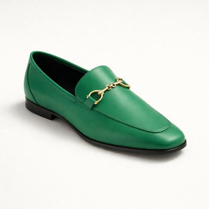 Mocassin femme cuir vert