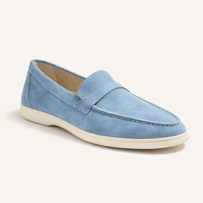Mocassin femme daim bleu