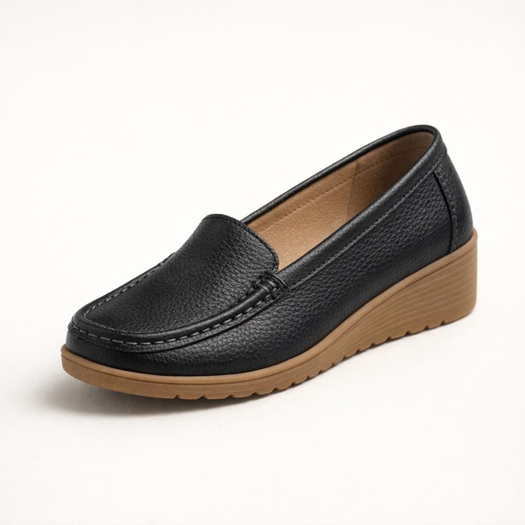 Mocassin femme en cuir noir