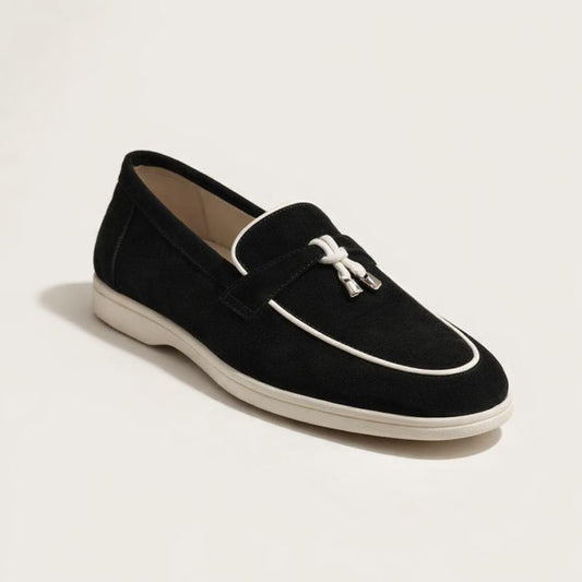 Mocassin femme noir et blanc